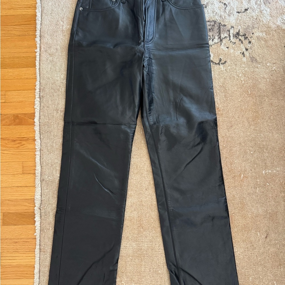 Agolde Black Leather 90s Pinch Waist Pants
